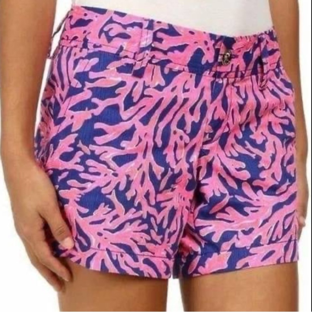 Lilly Pulitzer Resort Womens Pink Coral Printed Active Callahan Shorts sz 2